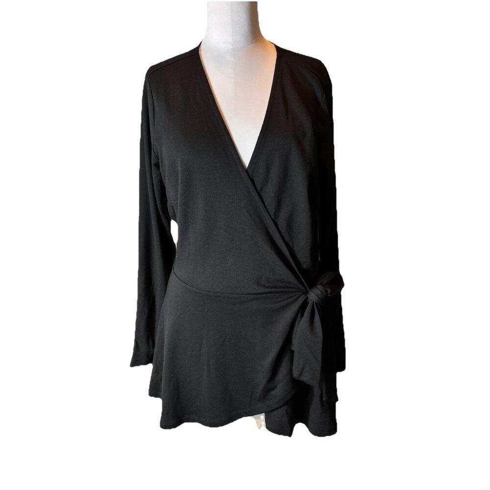 Eloquii Wrap Long‎ Sleeve Black Top Women’s Size 16 NWT
